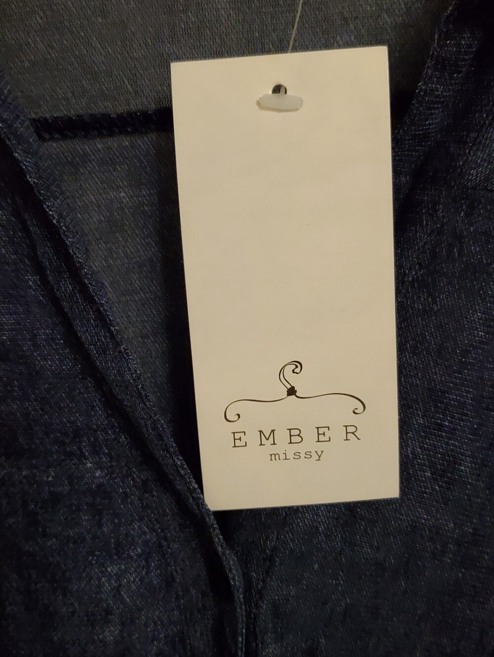 Ember Missy Indigo Semi Sheer Button-Up Shirt Size XL - Picture 4 of 7
